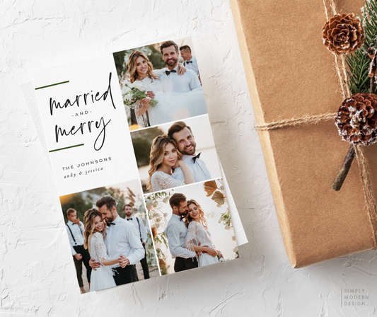 married and merry photo collage