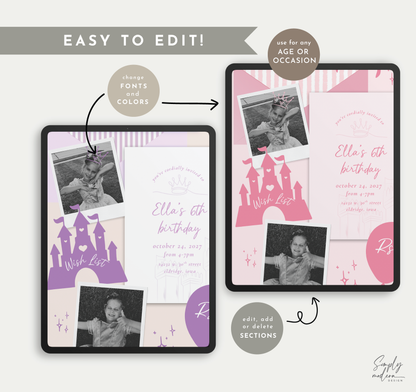 Princess Girl's Birthday Invitation